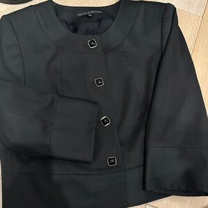 ANTONIO MELANI Black Pinstripe Cropped Suit Jacket